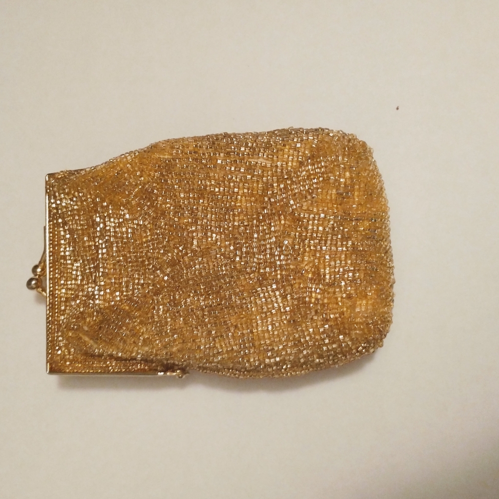 Vintage Gold Beaded Coin Pouch